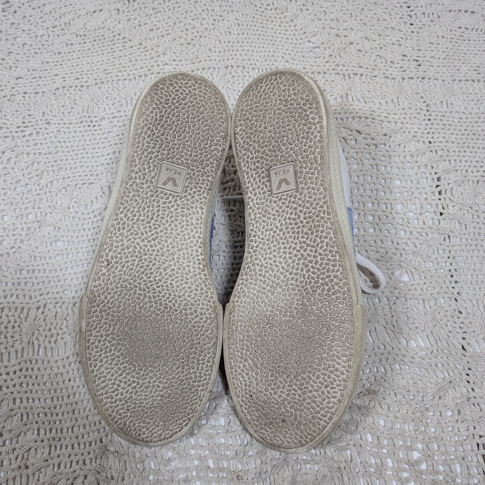 Veja White and Light Blue Volleyball Canvas Sneakers Size 9 - Picture 5 of 7